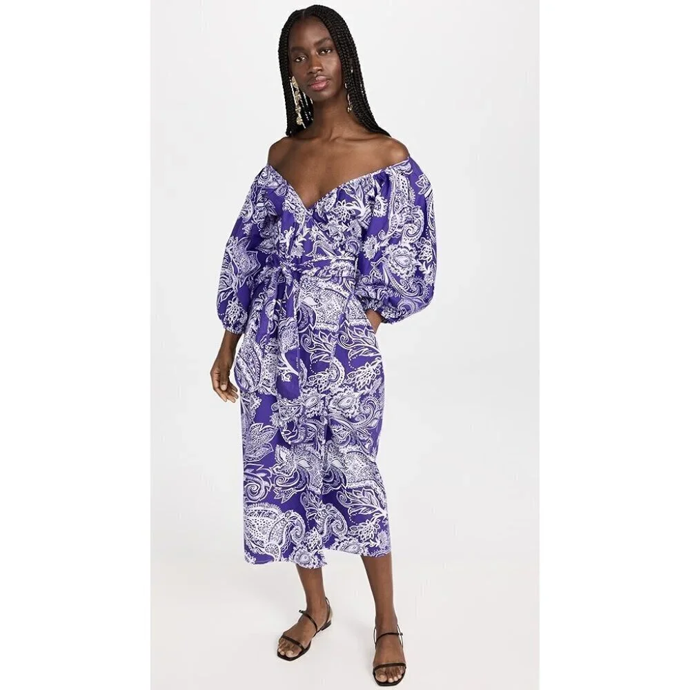 💕MARA HOFFMAN💕 Fila Dress ~ Purple with White Abstract Print Small S NWT - Picture 4 of 16